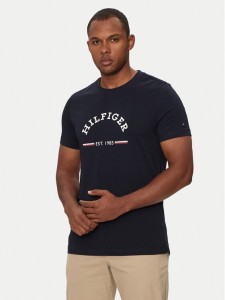 Tommy Hilfiger T-Shirt Arch MW0MW35466 Granatowy Slim Fit