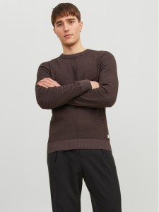 Jack&Jones Sweter 12212816 Brązowy Regular Fit