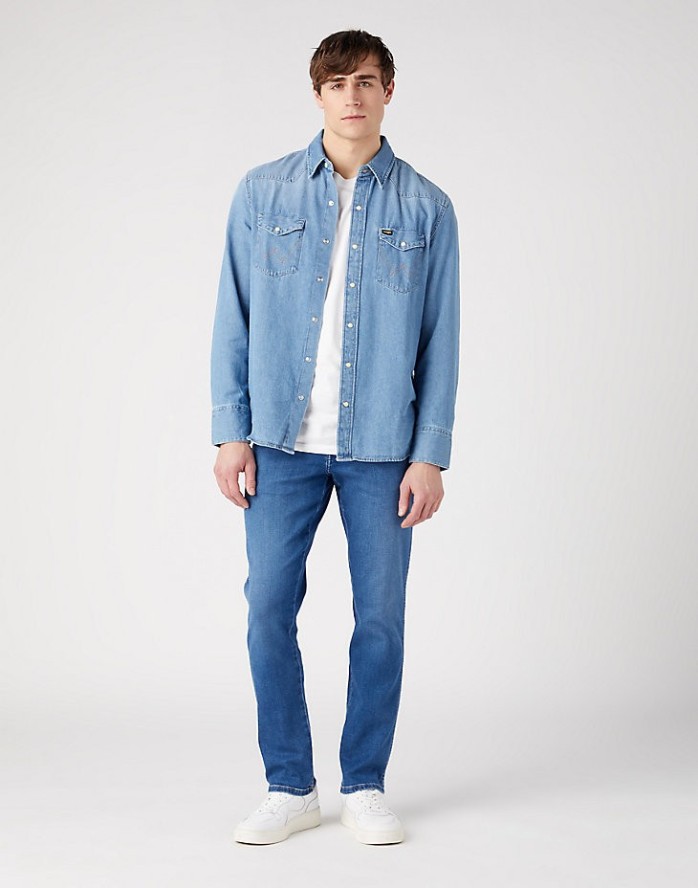 WRANGLER TEXAS SLIM MĘSKIE SPODNIE JEANSOWE PISCES W12SLD369