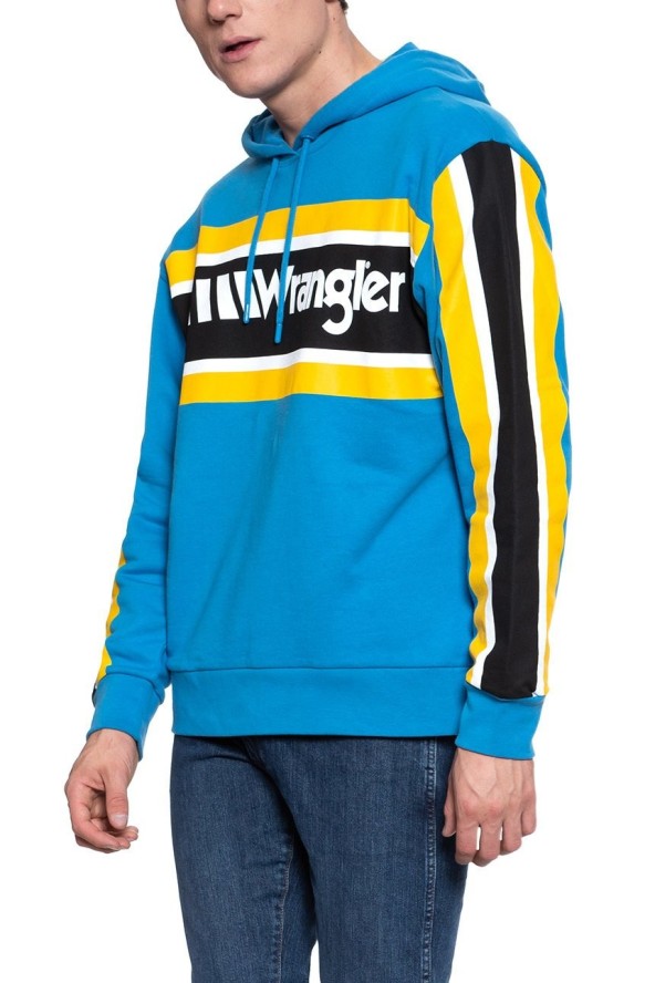 BLUZA WRANGLER B&Y HOODIE MEDITERRANEAN BLUE W6610HABR