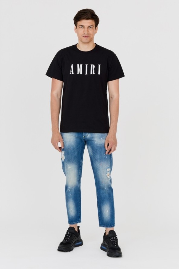 AMIRI T-shirt męski czarny z dużym białym logo