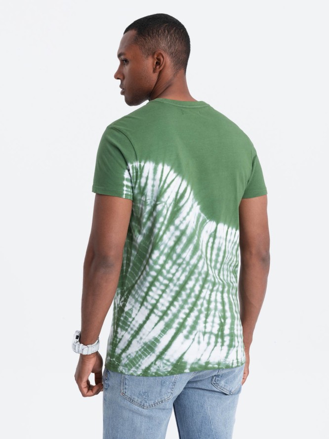 T-shirt męski bawełniany TIE DYE - zielony V3 S1617 - L