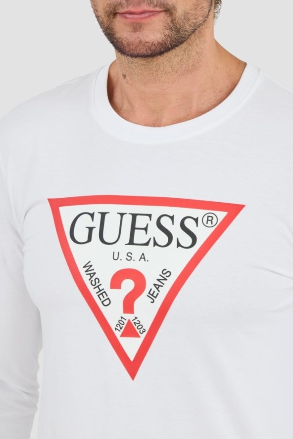 GUESS Biały longslevee Original Logo Tee