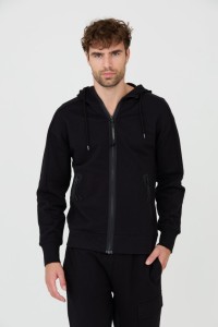 C.P. COMPANY Czarna bluza z kapturem Hooded Open