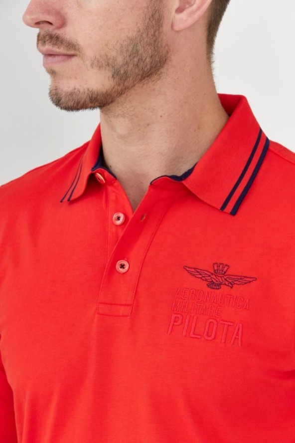 AERONAUTICA MILITARE Czerwony long sleeve polo