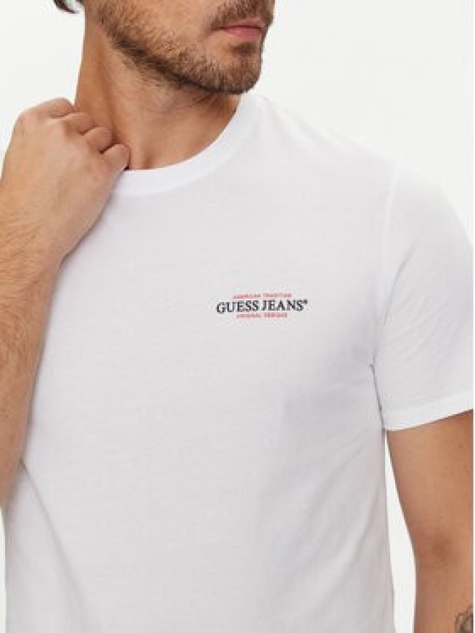 Guess Jeans T-Shirt M4YI55 K8HM0 Biały Regular Fit