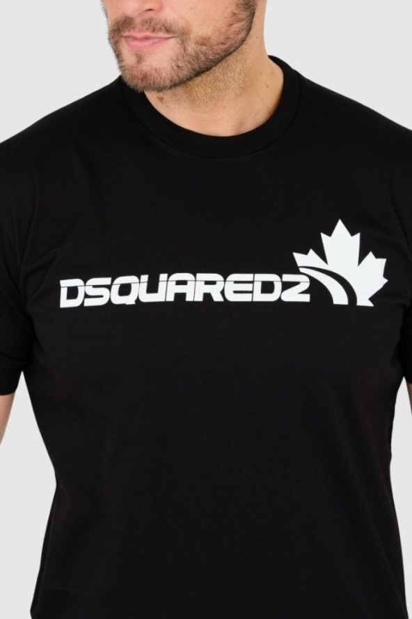 DSQUARED2 Czarny bawełniany t-shirt z dużym logo