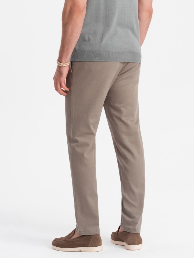 Spodnie męskie chino SLIM FIT z delikatną teksturą - popielate V1 OM-PACP-0190 - XXL
