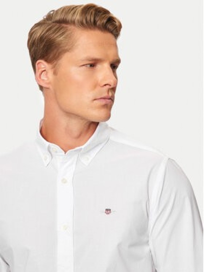 Gant Koszula Poplin 3000102 Biały Slim Fit