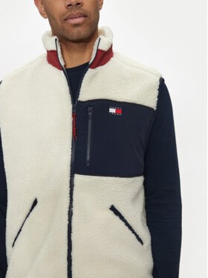 Tommy Jeans Kamizelka Teddy DM0DM18900 Écru Relaxed Fit