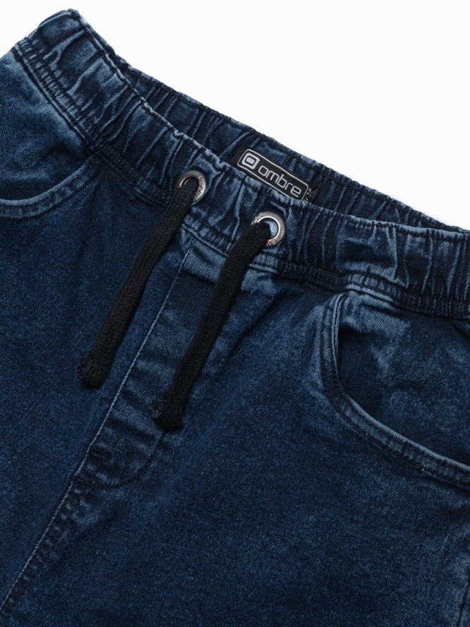 Krótkie spodenki męskie jeansowe - ciemny jeans V3 W362 - L