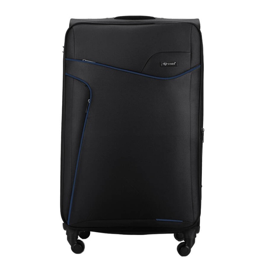 Duża walizka miękka L Solier STL1651 czarno-niebieska
