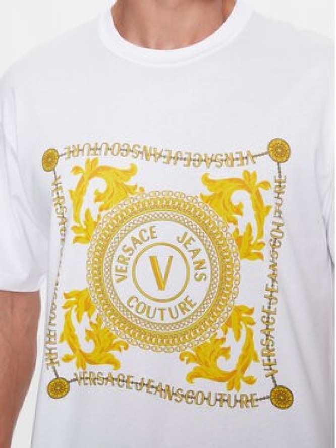 Versace Jeans Couture T-Shirt 75GAHF07 Biały Regular Fit