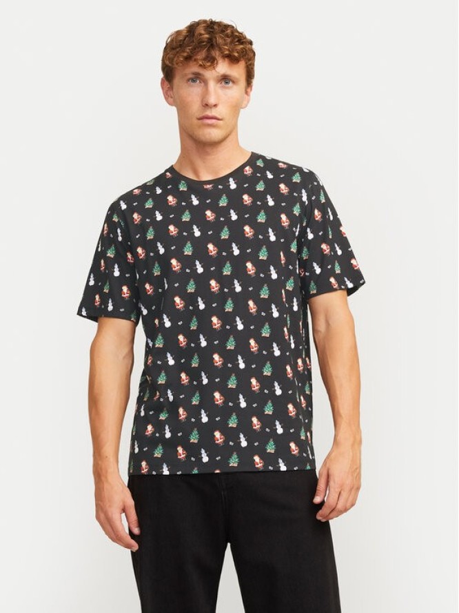 Jack&Jones T-Shirt Xmas Merry 12265399 Czarny Standard Fit