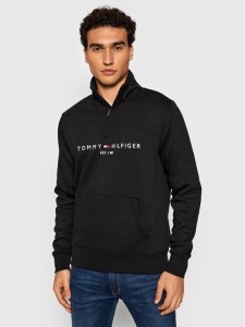 Tommy Hilfiger Bluza Logo Mockneck MW0MW20954 Czarny Regular Fit