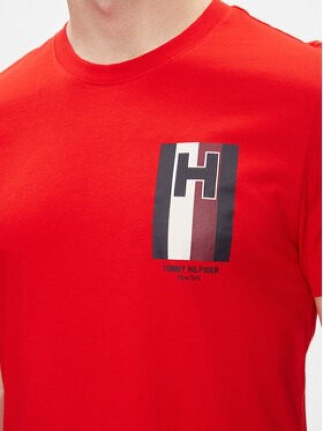 Tommy Hilfiger T-Shirt H Emblem Tee MW0MW33687 Czerwony Slim Fit