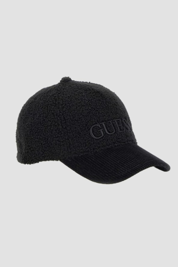 GUESS Czarna pluszowa czapka z daszkiem Baseball Cap