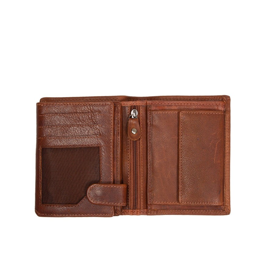 MUSTANG UDINE WALLET UNIWERSALNY SKÓRZANY PORTFEL PREMIUM POJEMNY NA KARTY SKÓRA COGNAC 06.102031