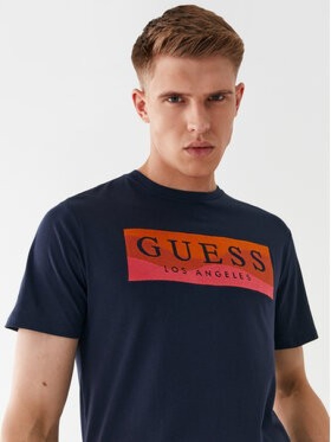 Guess T-Shirt M3YI90 K9RM1 Niebieski Slim Fit