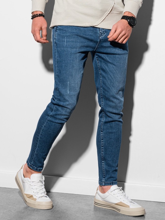 Spodnie męskie jeansowe SKINNY FIT z kieszeniami chino - niebieskie V6 OM-PADP-0100 - XL