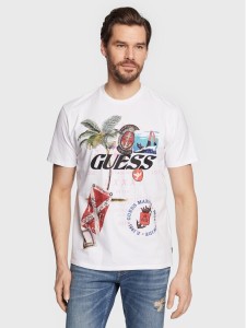 Guess T-Shirt Nautical Collage M3GI38 KBDL0 Biały Regular Fit