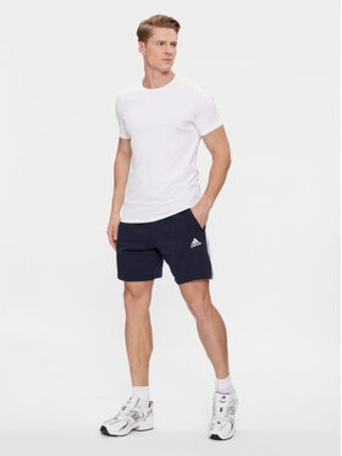 adidas Szorty sportowe Essentials French Terry 3-Stripes Shorts IC9436 Niebieski Regular Fit