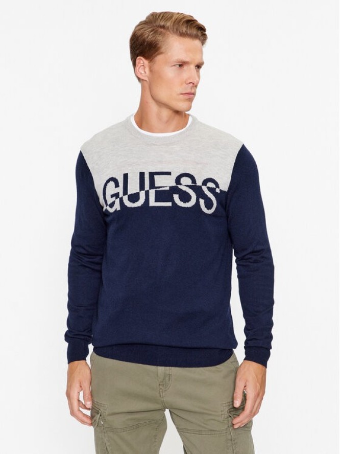 Guess Sweter M3BR09 Z3052 Granatowy Regular Fit