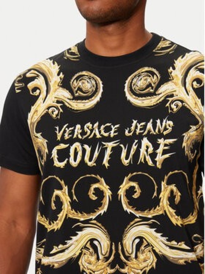 Versace Jeans Couture T-Shirt 77GAH6SC Czarny Regular Fit