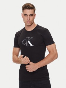 Calvin Klein Jeans T-Shirt Outline Monologo J30J325678 Czarny Slim Fit
