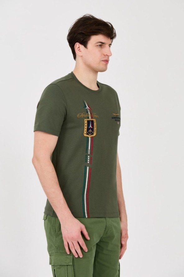 AERONAUTICA MILITARE Zielony t-shirt Frecce Tricolori Short Sleeve