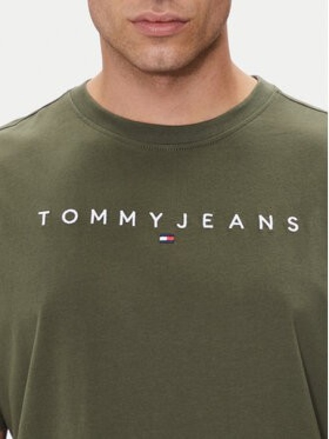 Tommy Jeans T-Shirt Linear Logo DM0DM17993 Zielony Regular Fit