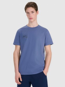 4F T-shirt regular z nadrukiem męski - granatowy M