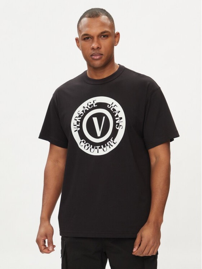 Versace Jeans Couture T-Shirt 76GAHT06 Czarny Regular Fit