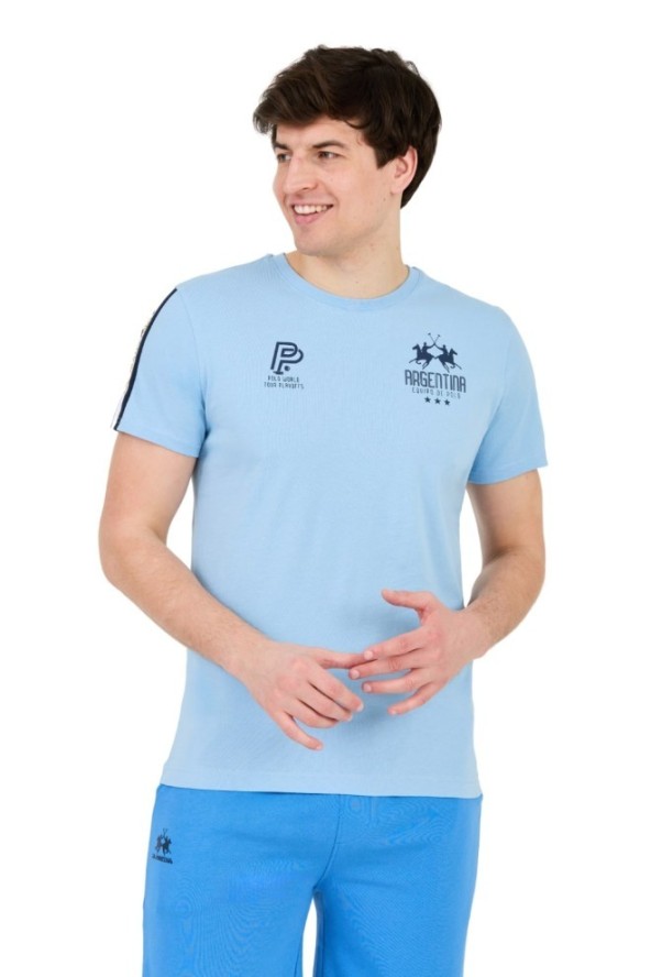LA MARTINA Błękitny t-shirt Jersey
