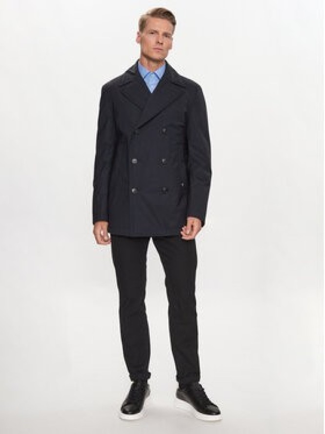 Boss Płaszcz P-Hyde-Peacoat-233 50498100 Granatowy Slim Fit