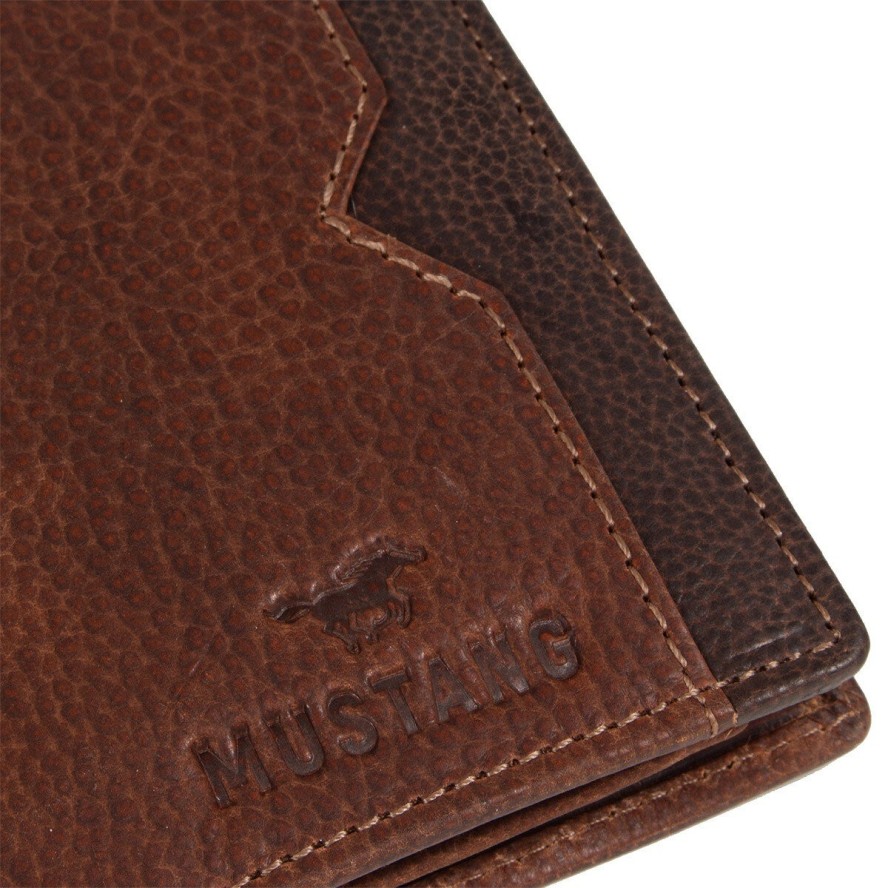 MUSTANG LA SPEZIA WALLET MĘSKI SKÓRZANY PORTFEL PREMIUM POJEMNY NA KARTY SKÓRA COGNAC 06.100831