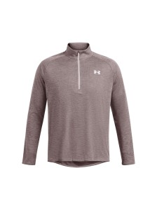 Longsleeve treningowy męski Under Armour UA Tech Textured 1/2 Zip - brązowy