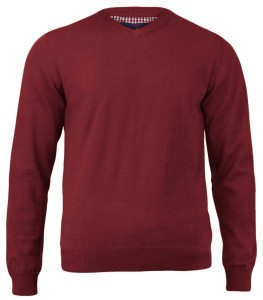 Męski Klasyczny Sweter w Serek (V-Neck) - Głęboka Czerwień