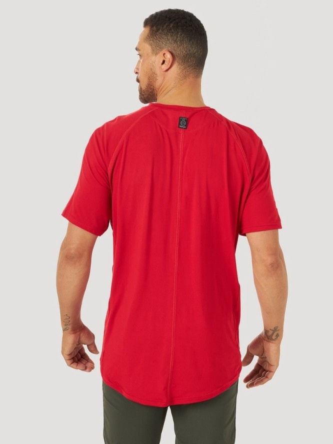 WRANGLER SS PERFORMANCE TEE MĘSKI T-SHIRT KOSZULKA LOGO HAUTE RED WA7BDUR18