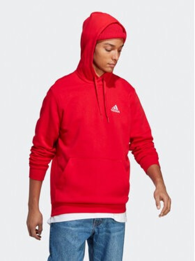 adidas Bluza Essentials Fleece Hoodie H47018 Czerwony Regular Fit