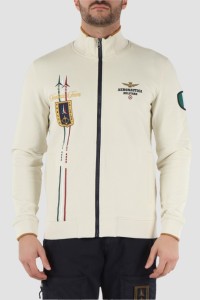 AERONAUTICA MILITARE Beżowa bluza męska Embroidered Frecce Tricolori