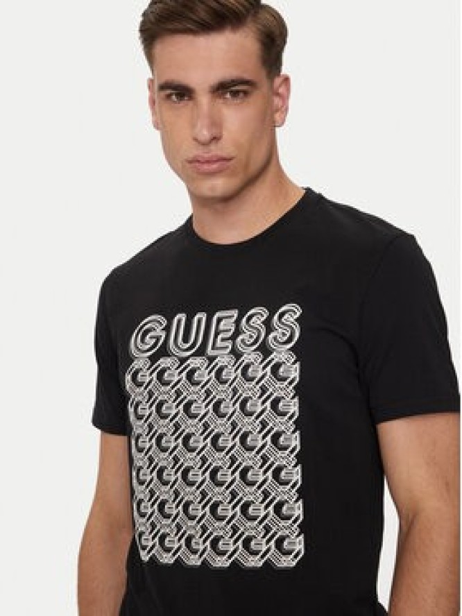 Guess T-Shirt M4YI29 J1314 Czarny Slim Fit