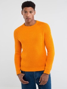 Sweter męski klasyczny pomaraŅczowy Olson 701