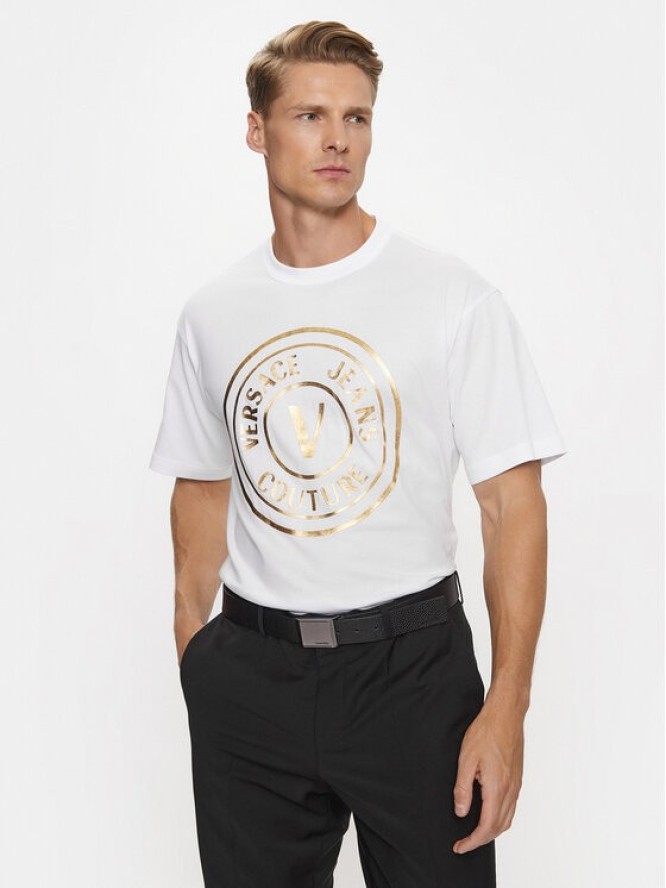 Versace Jeans Couture T-Shirt 75GAHT05 Biały Regular Fit