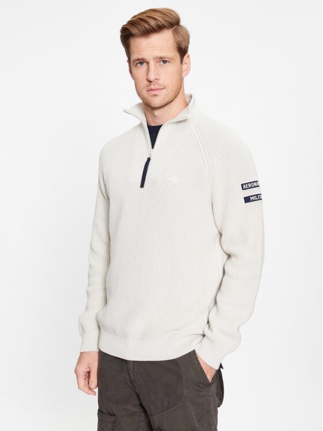 Aeronautica Militare Sweter 232MA1443L507 Écru Regular Fit