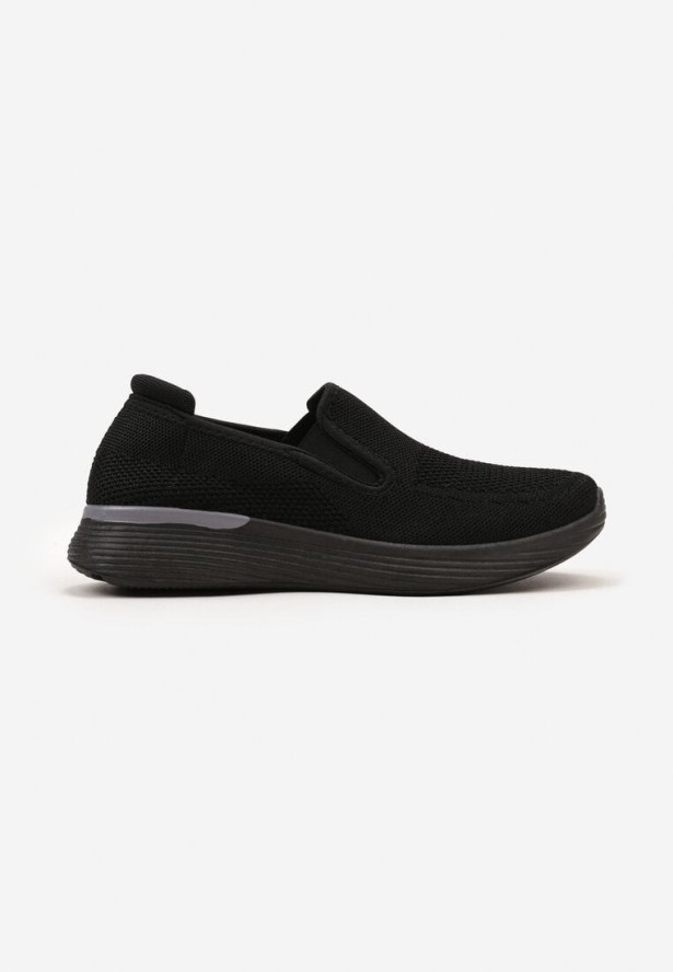 Czarne Buty Sportowe z Elastyczną Wsuwaną Cholewką Slip-on Yaneli