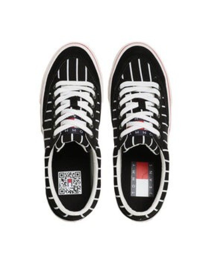 Tommy Jeans Tenisówki Skate Canvas Stripes EM0EM01153 Czarny