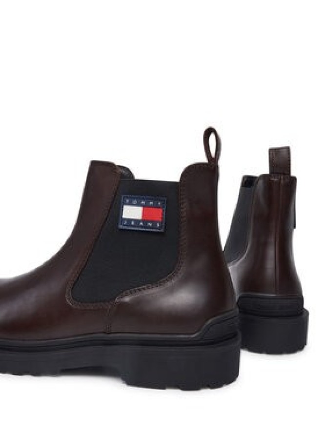 Tommy Jeans Sztyblety Tjm Leather Chelsea Boot EM0EM01448 Brązowy