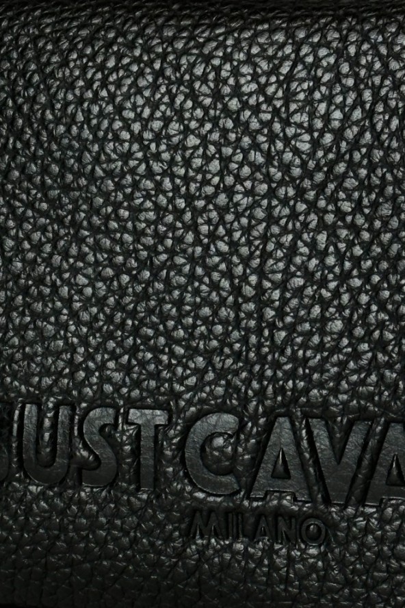 JUST CAVALLI Czarna saszetka JC Logo Metal Circle - Style 2