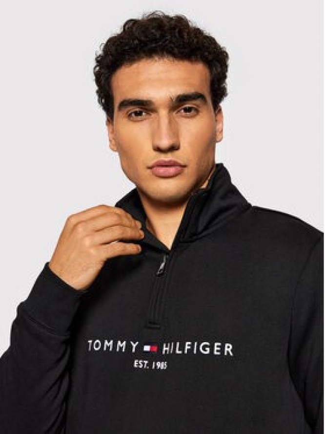 Tommy Hilfiger Bluza Logo Mockneck MW0MW20954 Czarny Regular Fit